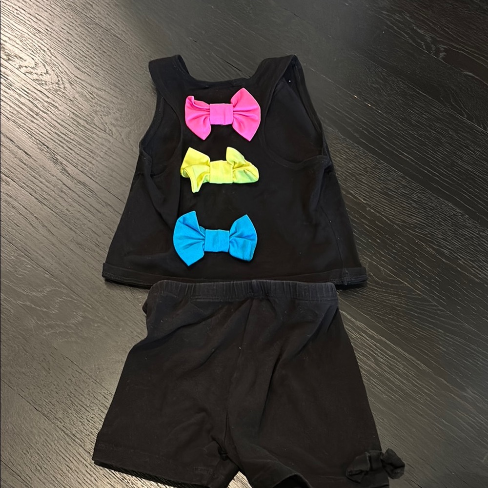 Kids Black Matching Set with Colorful Bows